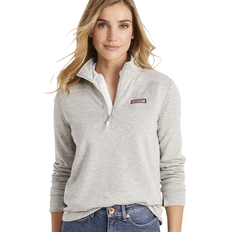 Vineyard Vines Women's Dreamcloth Relaxed Shep Shirt, Light Gray Heather, M