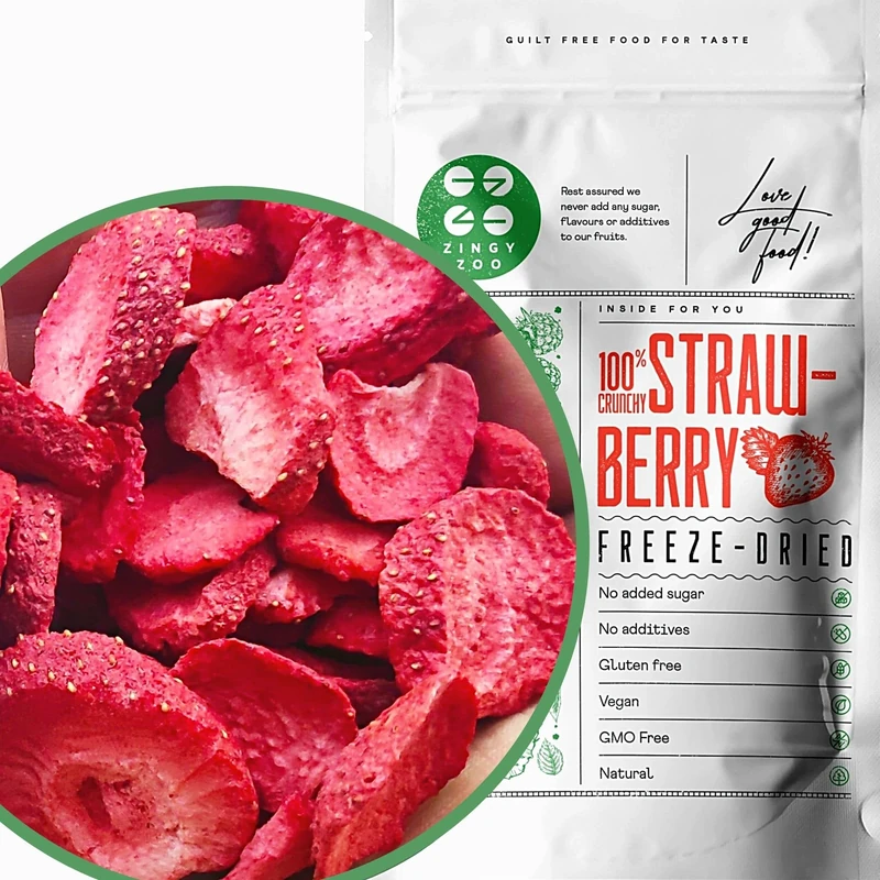 Freeze Dried Strawberry Slices | Raw Natural Premium Freeze Dried Fruit | Freeze Dried Strawberries | Snacking Freeze-Dried Strawberries | Berries from Fresh Frozen Freeze Dry Strawberrys | ZingyZoo
