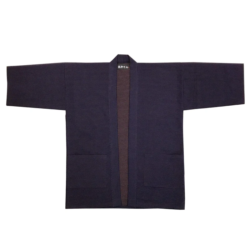 Edoten Made in Japan Happi Loose Jacket Clothing Robe Kimonoquilted Sashiko Brown stitch FREE, B, M-L