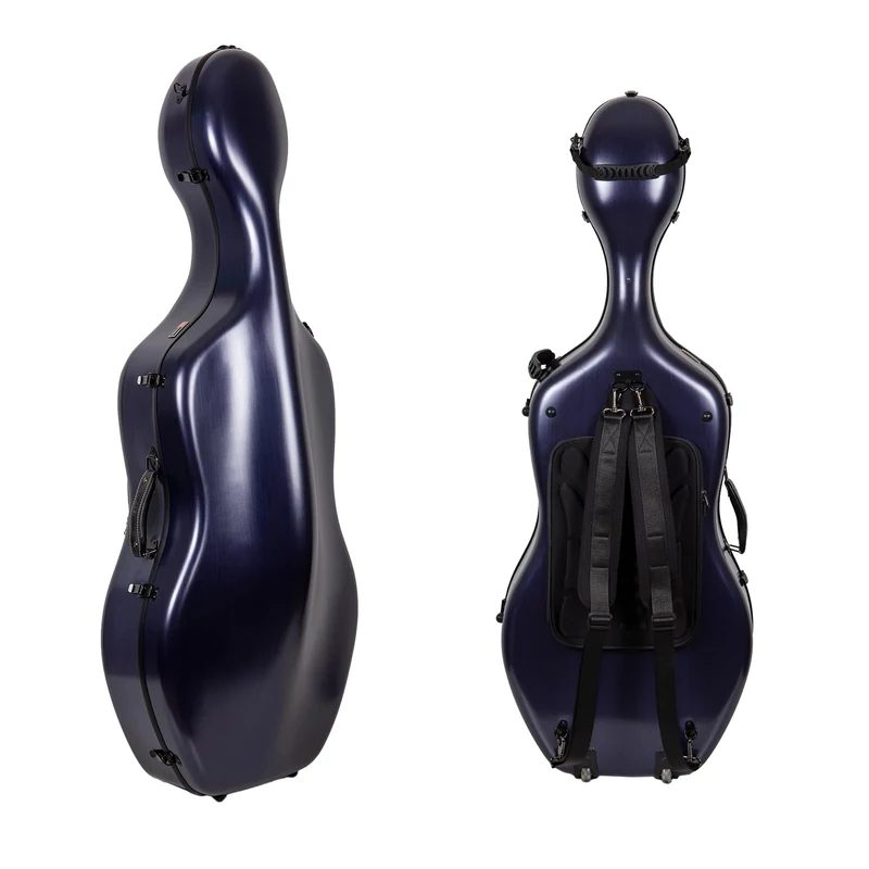Crossrock Poly Carbon Cello Case for 4/4 Full Size | Matte Blue Finish, Scratch-Resistant, Lightweight with Wheels – Great for Learners & Young Cellists -Blue (CRF1020CEFBLHT)