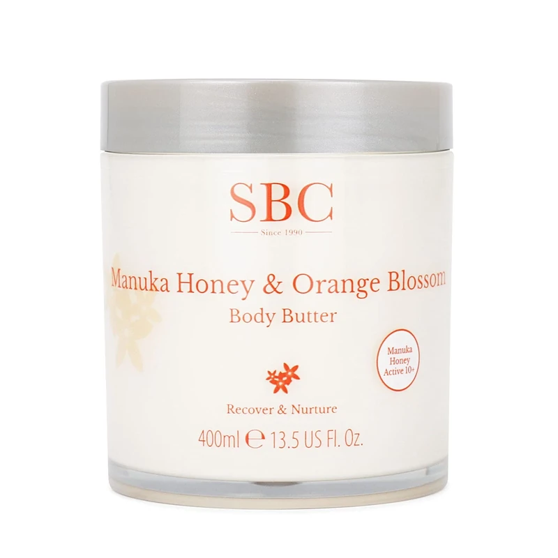 SBC Skincare Manuka Honey & Orange Blossom Body Butter - 400ml | Shea Butter And Propolis Body Lotion | Moisturising Body Cream For Dry And Sensitive Skin