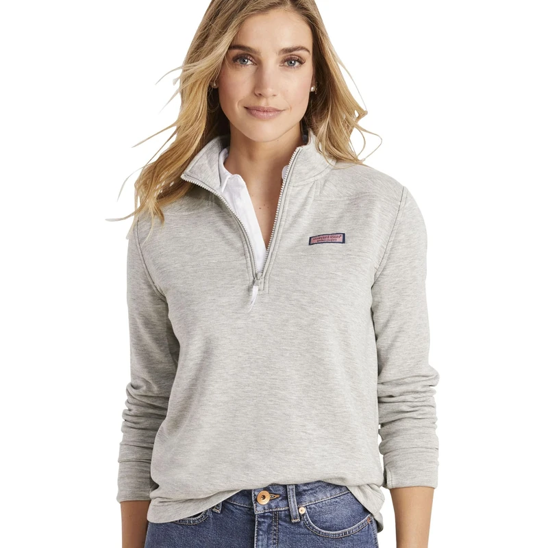 Vineyard Vines Women's Dreamcloth Relaxed Shep Shirt, Light Gray Heather, S