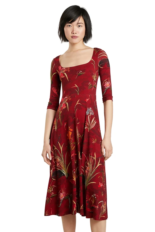 Desigual Women's Vest_Flowers Casual Dress, red, X-Small