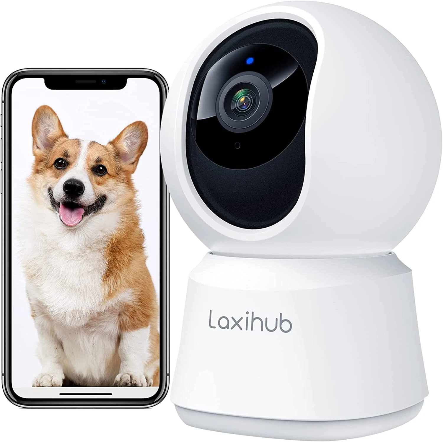 LAXIHUB Pet Dog Cameras with App 2K/3MP,Wifi Indoor Security Camera for Baby Cat Puppy,360°Pan/Tilt Home Camera,Night Vision,2-Way Talk,Motion&Sound Detection,Smart Tracking,Work with Alexa P2T