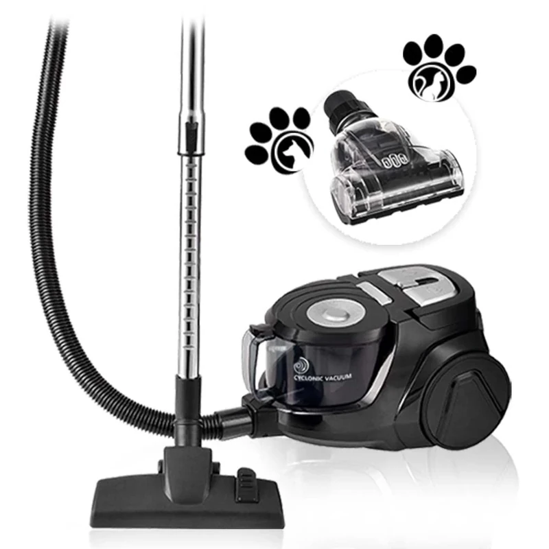 Venga! Powerful Cylinder Bagless Vacuum Cleaner, 5 Accessories including Pet Brush, With HEPA Filter, 700 W, Black/Silver, VG VC 3300 BS