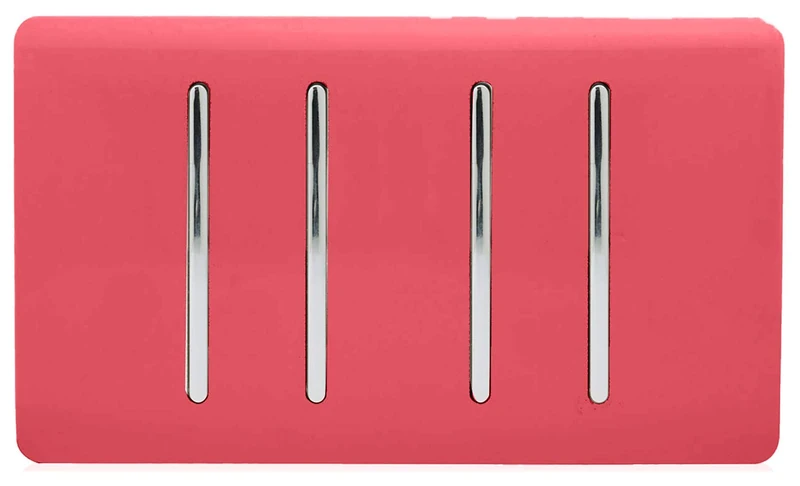Trendi 4 Gang 3 Way Intermediate Artistic Modern Glossy 10 Amp Rocker Light Switch Strawberry