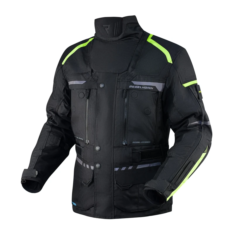 REBELHORN Cubby IV Men's Motorcycle Jacket, Textile, Reissa Membrane, Elbow and Shoulder Protectors Level 2, Mesh Ventilation Inserts, ThermoLite Thermal Lining