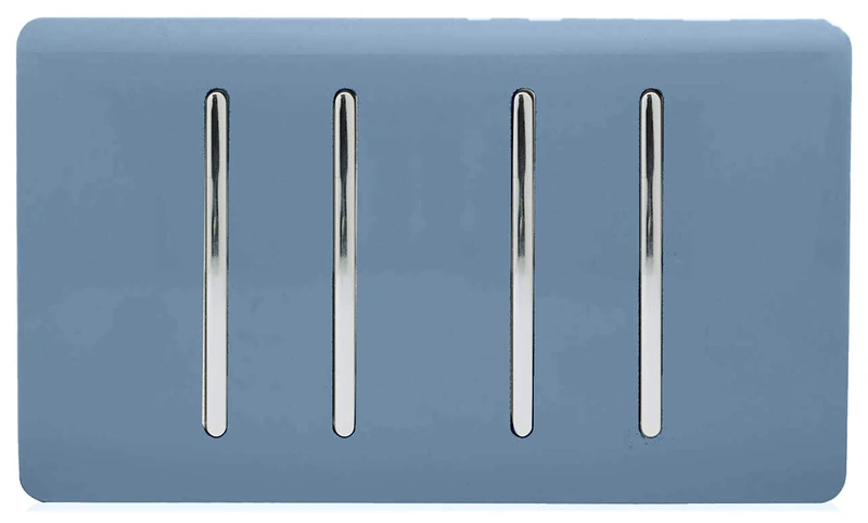 Trendi 4 Gang 3 Way Intermediate Artistic Modern Glossy 10 Amp Rocker Light Switch Sky