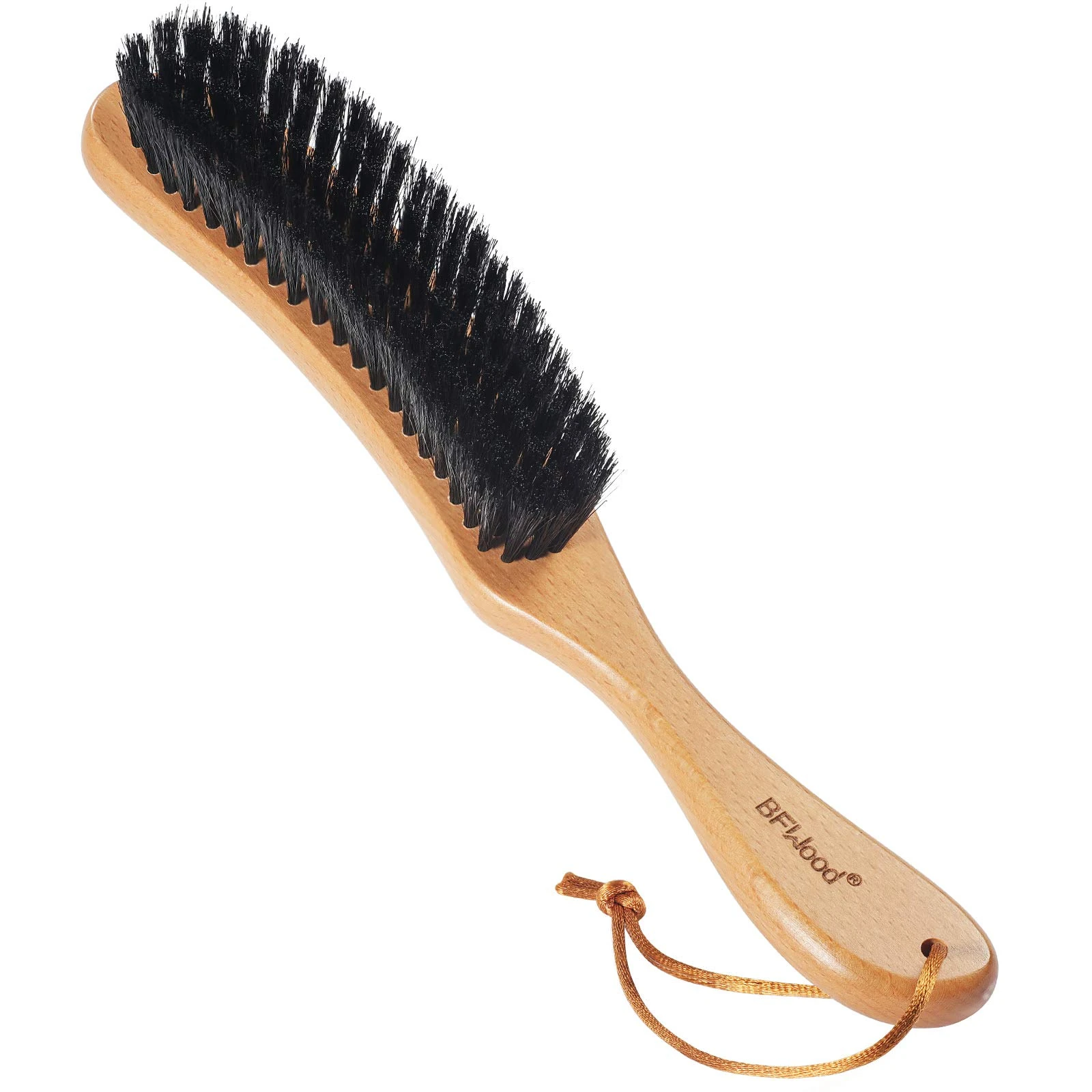 BFWood Clothes Brush - Boar Bristle Lint Brush for Suits, Cashmere, Wool, Velvet, Suede - Large Beech Handle