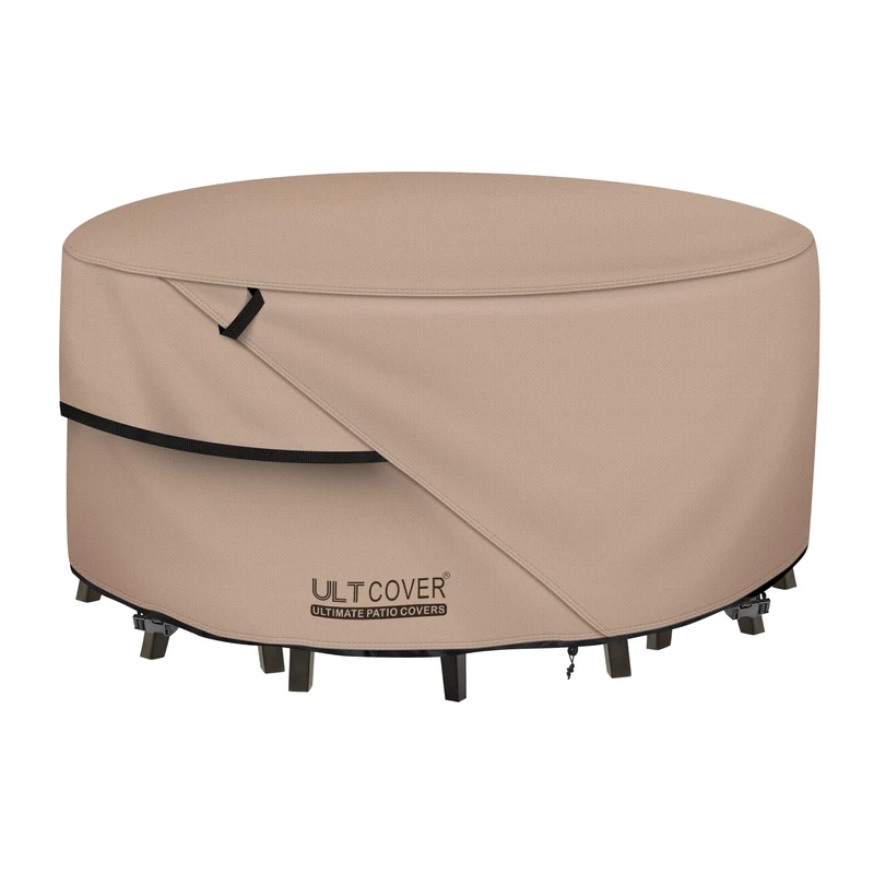 ULTCOVER Round Patio Furniture Cover - Outdoor Waterproof Table with Chair Set Cover 60 inch