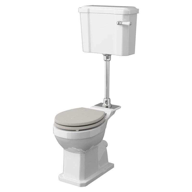 Hudson Reed CCR037 Richmond | Traditional Bathroom Comfort Height Mid Level Toilet Pan, Cistern and Flush Pipe Kit (Excludes Seat), 1035mm, White