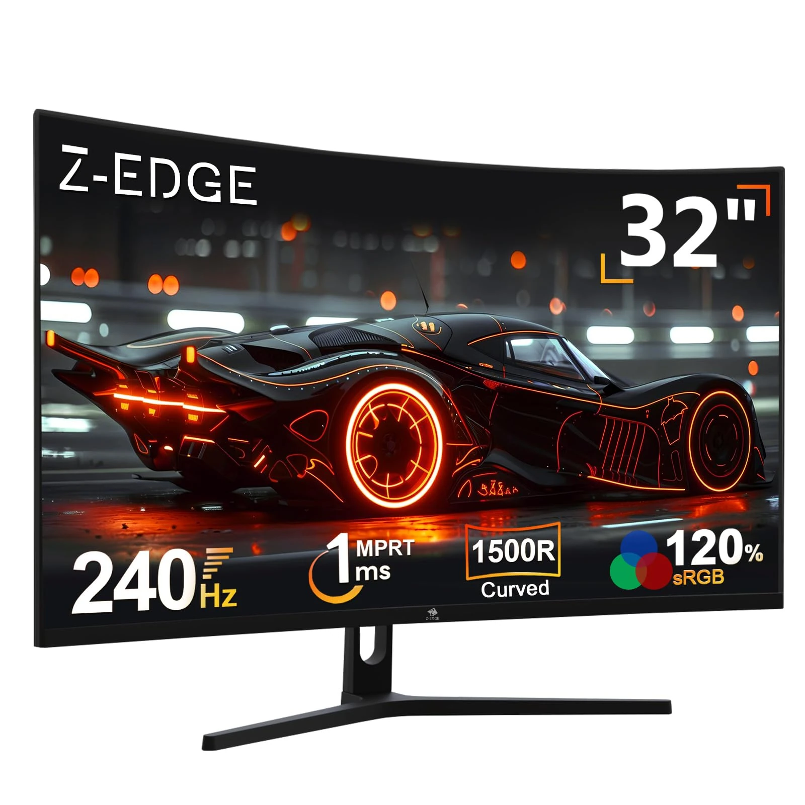Z-Edge 32 Inch Curved Gaming Monitor 240Hz 1ms MPRT Full HD 16:9 Curved Screen Frameless LED Monitor, Ultra-Thin Bezel, FreeSync, DisplayPort & HDMI, Black