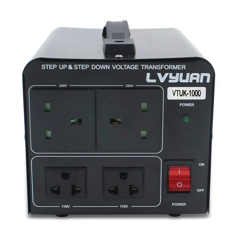 LVYUAN 1000W Voltage Transformer 220V 110V Step Up & Step Down Converter UK to US Dual 110V & 220V outlets