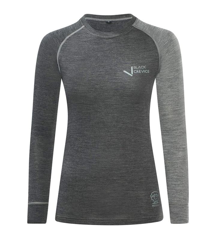 Black Crevice Women's Merino Wool Long-Sleeved Shirt Anthracite/Grey