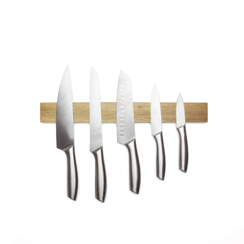 Magnetic Rubberwood Knife Rack for Kitchen, Home, Garage, Office and Shed