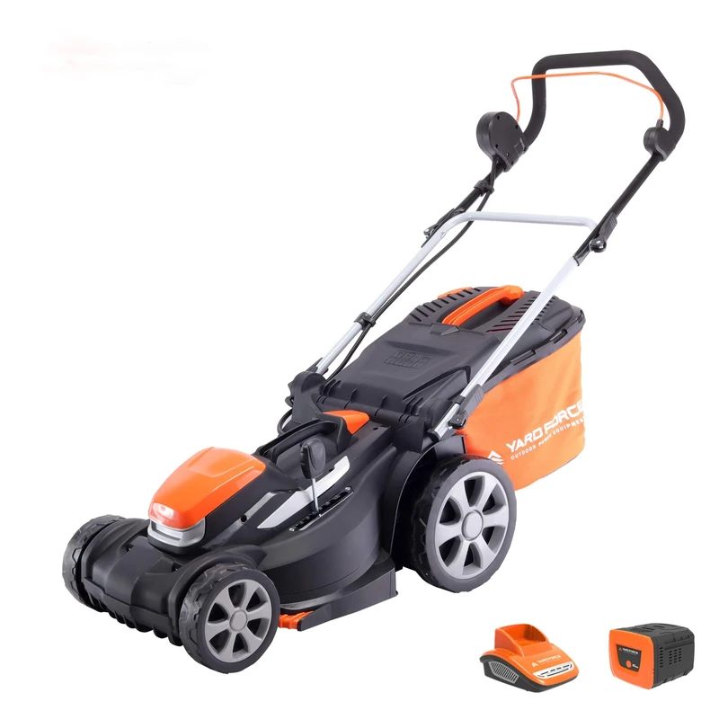 Yard Force 40V 34cm Cordless Lawnmower with lithium ion battery & quick charger LM G34A - GR 40 range, orange