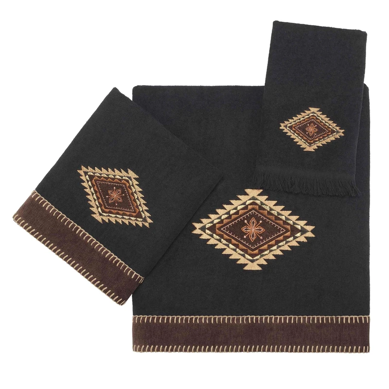 Avanti Linens Essentials Mojave Collection, 3pc Towel Set, Black - Image 1