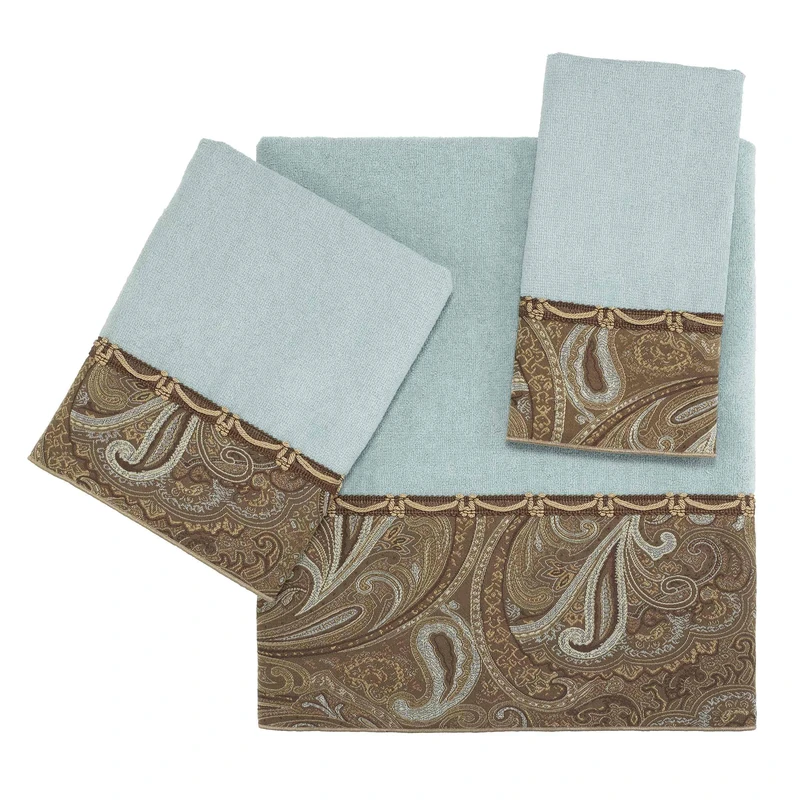 Avanti Linens - 3pc Towel Set, Soft & Absorbent Cotton Towels (Bradford Collection, Mineral)