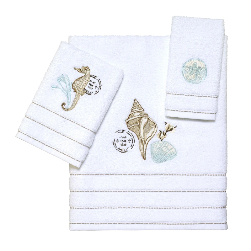 Avanti Linens - 3pc Towel Set, Soft & Absorbent Cotton, Farmhouse Inspired Bathroom Decor (Farmhouse Shell Collection) - Image 1