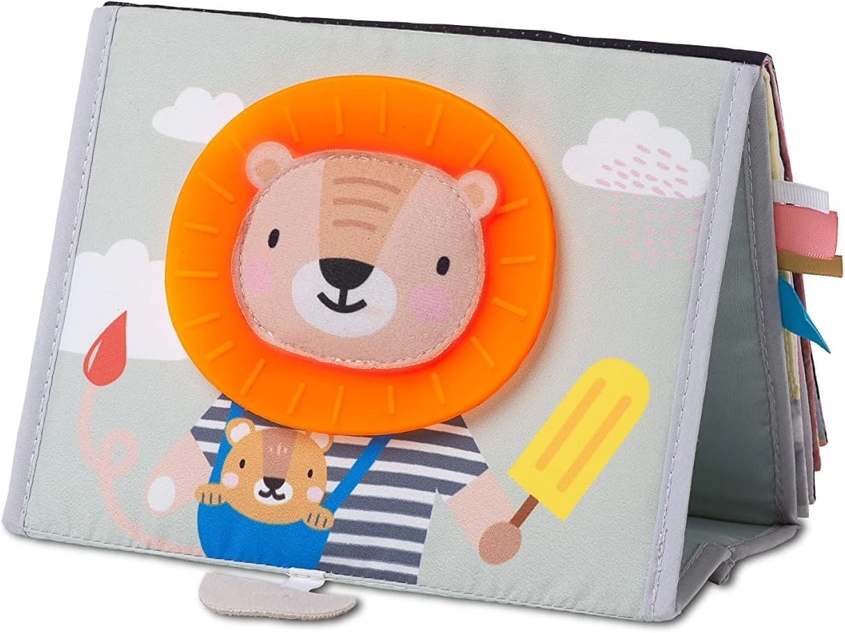 Taf Toys Savannah Tummy-time Newborn Baby Book. Double-sided Sensory Pages Includes Baby Safe Mirror, High Contrast Pictures, Crinkle Textures & Baby Teether. Gift Suitable for Boy & Girls from Birth
