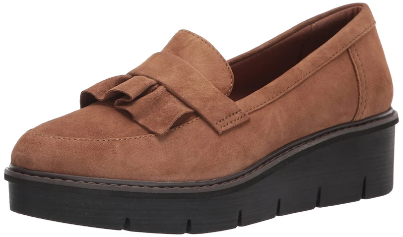 Clarks Women's Airabell Slip Loafer, Dark Khaki Suede, 3 UK - Image 1