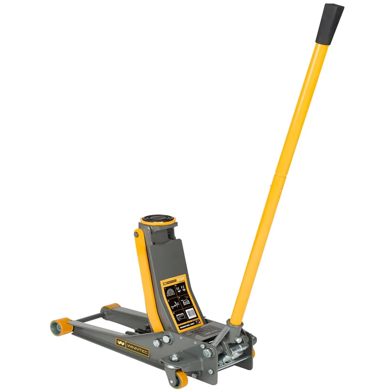 WINNTEC 2 Ton Low-Profile Hydraulic Trolley Jack with 2-Speed Lowering & Turbo Lift, 75mm to 510mm Lifting Height