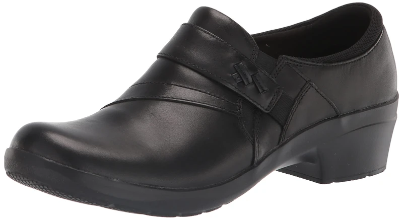 Clarks Womens Angie Pearl Loafer, Black Leat, 9.5 Wide