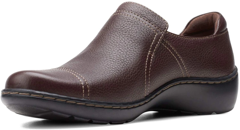 Clarks Women's Cora Poppy Loafer, Dark Brown Tumbled, 7 X-Wide