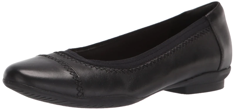 Clarks Women's Sara Bay Ballet Flat, Black Leather, 6 UK