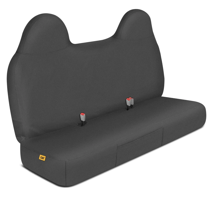 CAT Caterpillar Custom Fit Front Bench Seat Cover for Ford F250 / F350 / F450 / F550 (1999-2007) - Durable Black Oxford Truck Seat Cover with Utility Pockets, Ford F250 Super Duty Interior Cover - Image 1