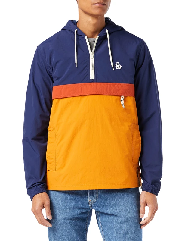 Original Penguin Men's 1/4 Zip Over Hood Jacket, Medieval Blue, 412, Small - Image 1