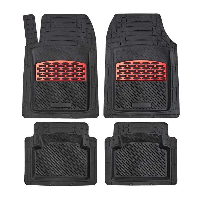 KnK Sapphire Red SUV Car Heavy-Duty Automotive Floor Mat with footrest Cover European-Made Premium All-Weather Van Truck Accessory Carpet for Men Women 5-Piece Set (Red)