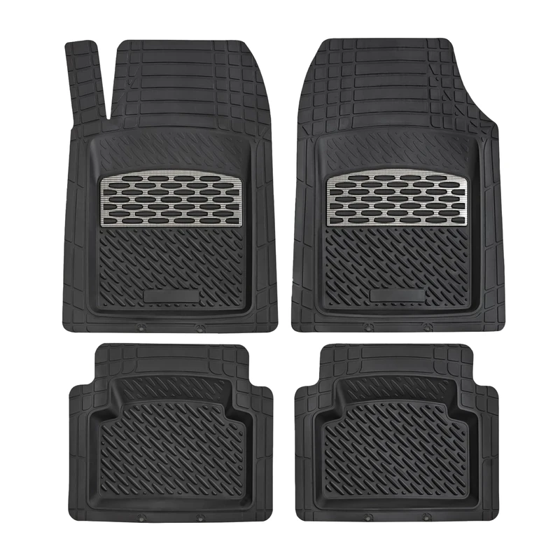 KnK Sapphire Chrome/Gray SUV Car Heavy-Duty Automotive Floor Mat with footrest Cover European-Made Premium All-Weather Van Truck Accessory Carpet for Men Women 5-Piece Set (Chrome)