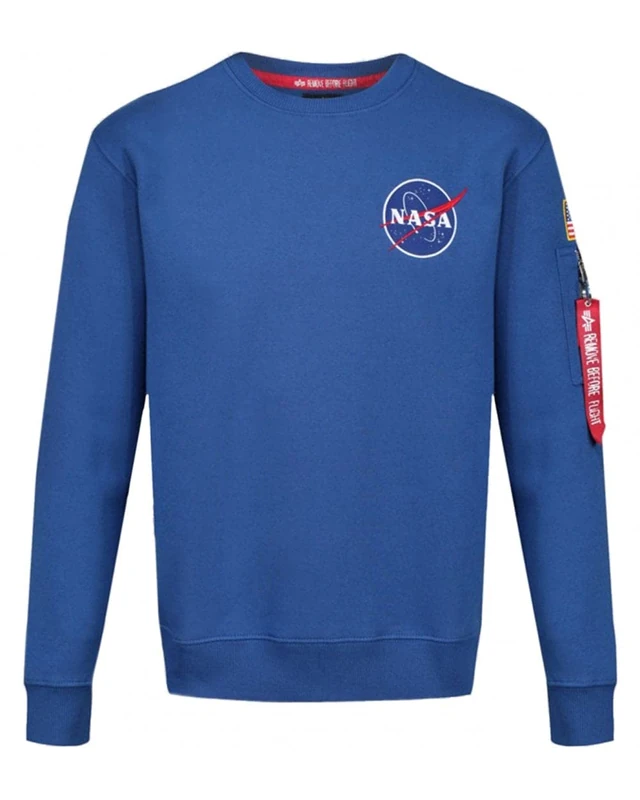 Alpha Industries Men's Space Shuttle Sweater, Nasa Blue, L