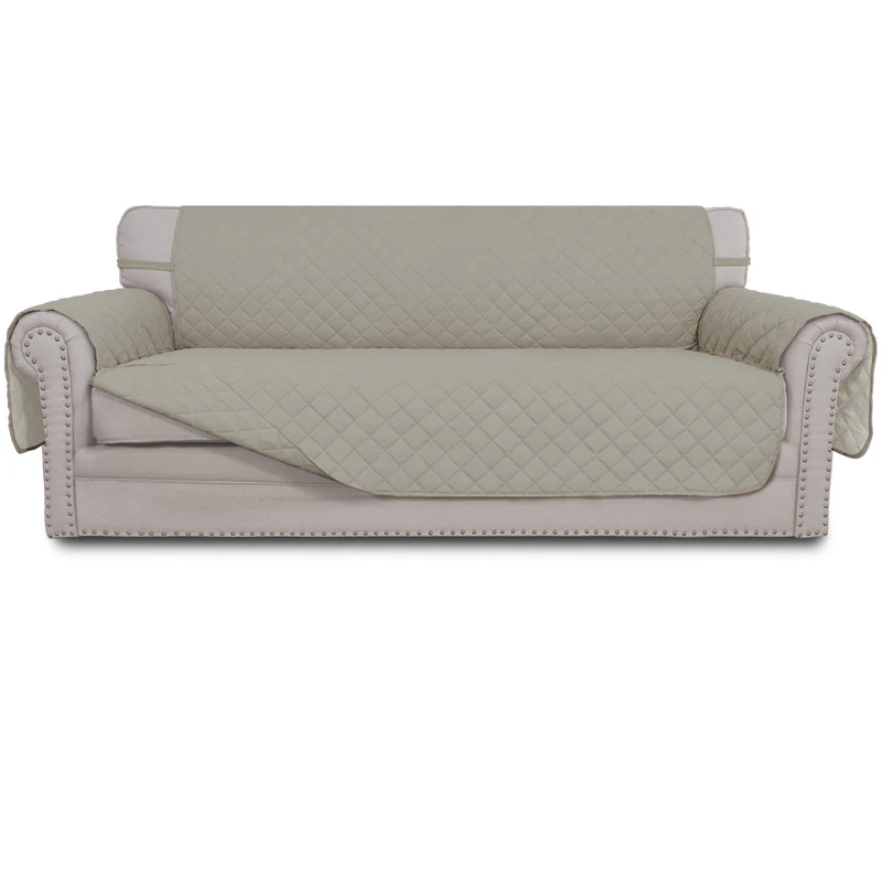 Easy-Going Sofa Slipcover Reversible Oversized Sofa Cover Water Resistant Couch Cover with Foam Sticks Elastic Straps Furniture Protector for Pets Kids Children Dog (Oversized Sofa, Beige/Beige)