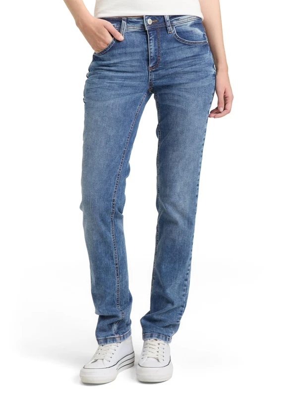 TOM TAILOR Women's 20622022 Alexa Straight Jeans, 10125 - Random Bleached Blue Denim, 33W / 32L