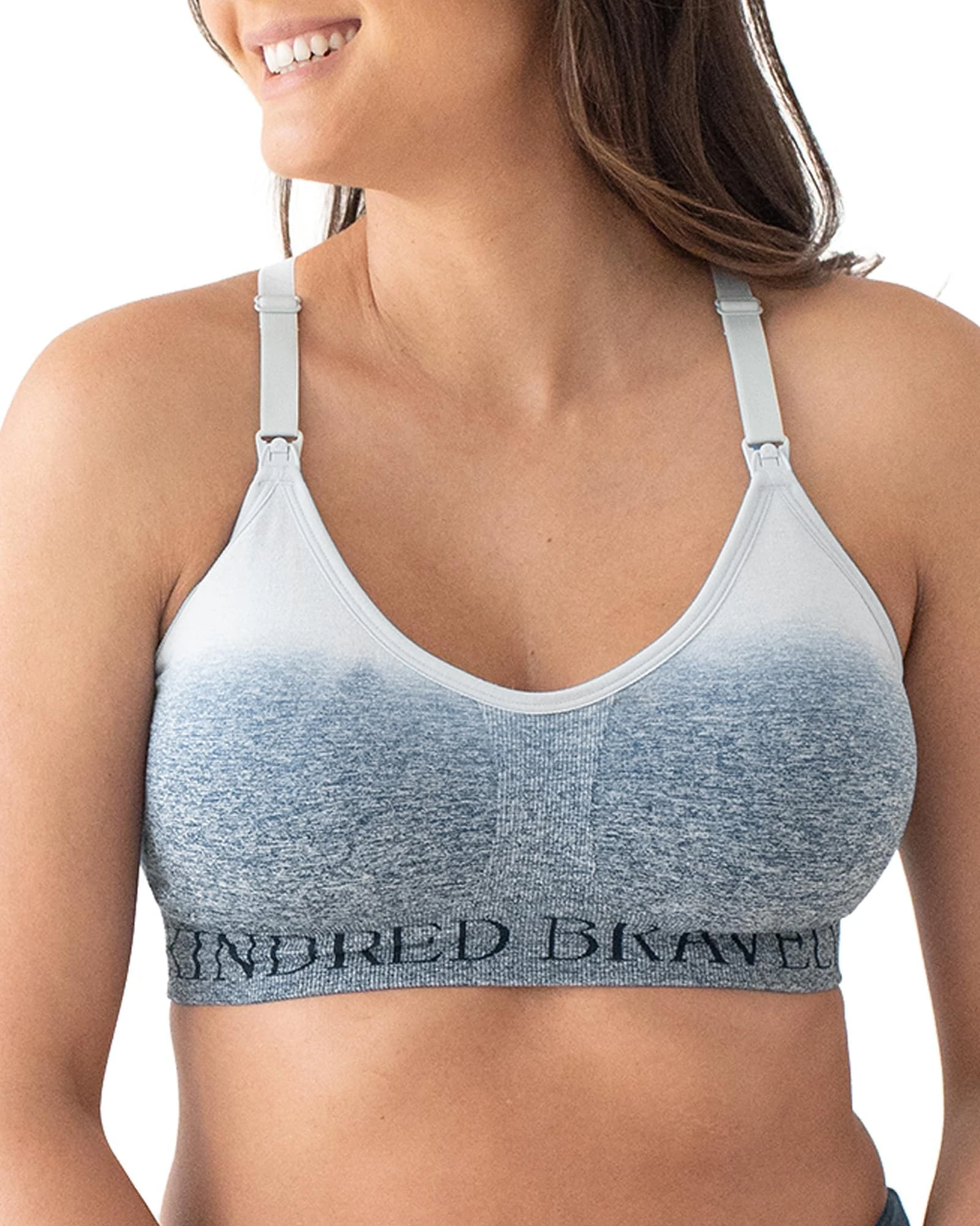 Kindred Bravely Sublime Nursing Sports Bras for Breastfeeding, Soft & Stretchy Maternity Bra, Ombre Storm, L