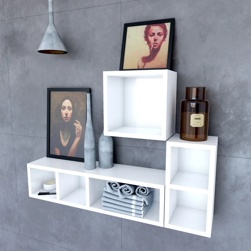 AURLANE PERSONALYZ Cube Wall Shelf 30 x 30 x 20 cm White Square Storage Unit - Image 1
