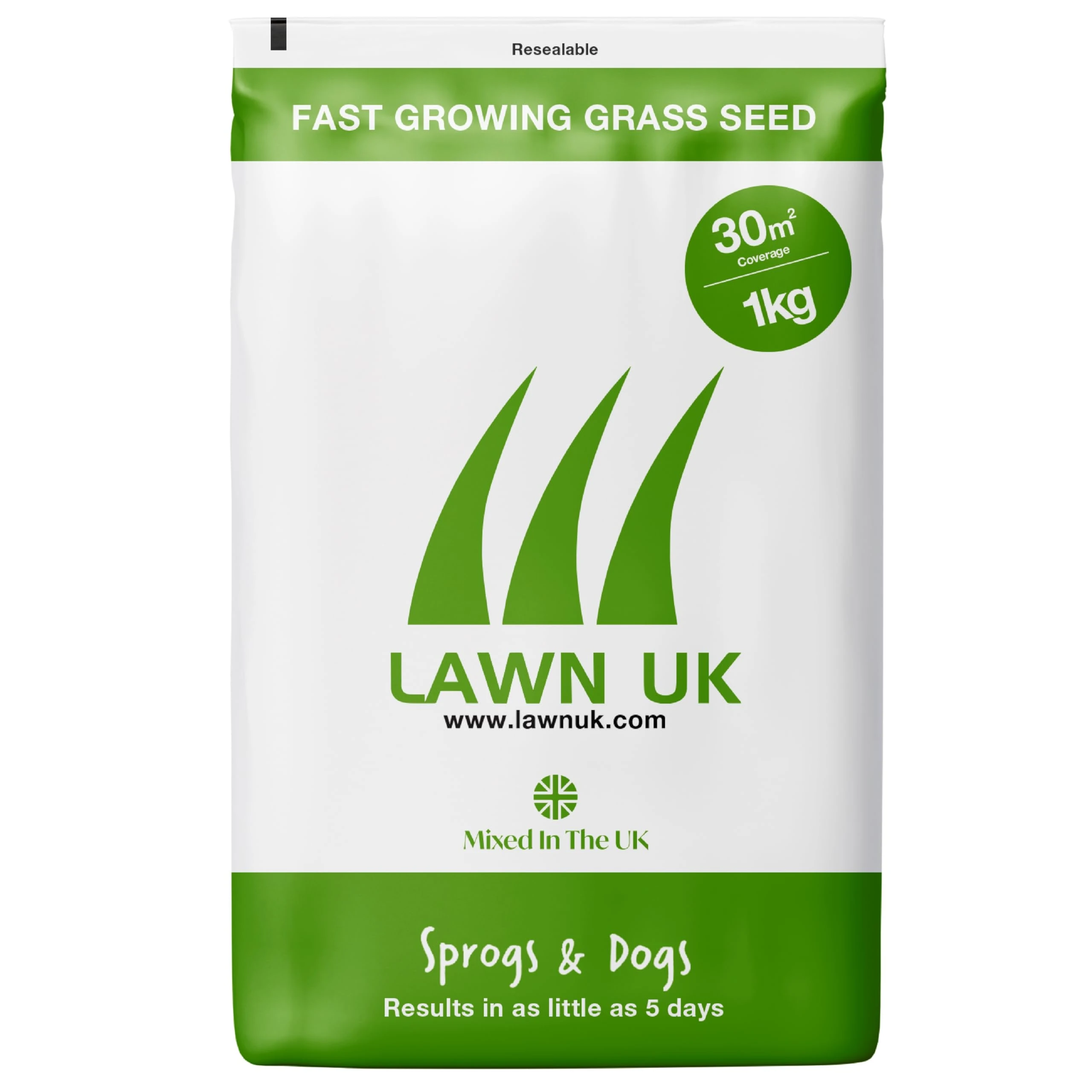 Lawn UK Hardwearing Grass Seed - Sprogs & Dogs Grass Seeds Fast Growing - 1kg up to 30sqm Coverage - Ideal for Family Lawns - Super Durable Perfect for Children & Pets