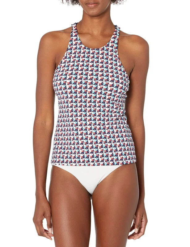 Nautica Women's High Neck Tankini Top, Deep Sea, Medium