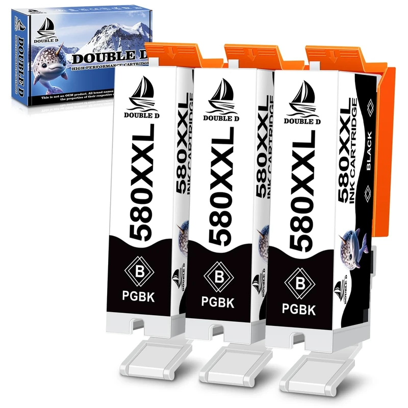 3-Pack PGI-580 580 PGBK XXL Black Ink Cartridges for Canon PGI-580XXL PGI-580XL, work with Canon Pixma TS6350 TS705 TS702 TS8350 TS8250 TS8151 TS9150 TR8550 TR7550 TS6150 TS6250 TS9550 TS8351