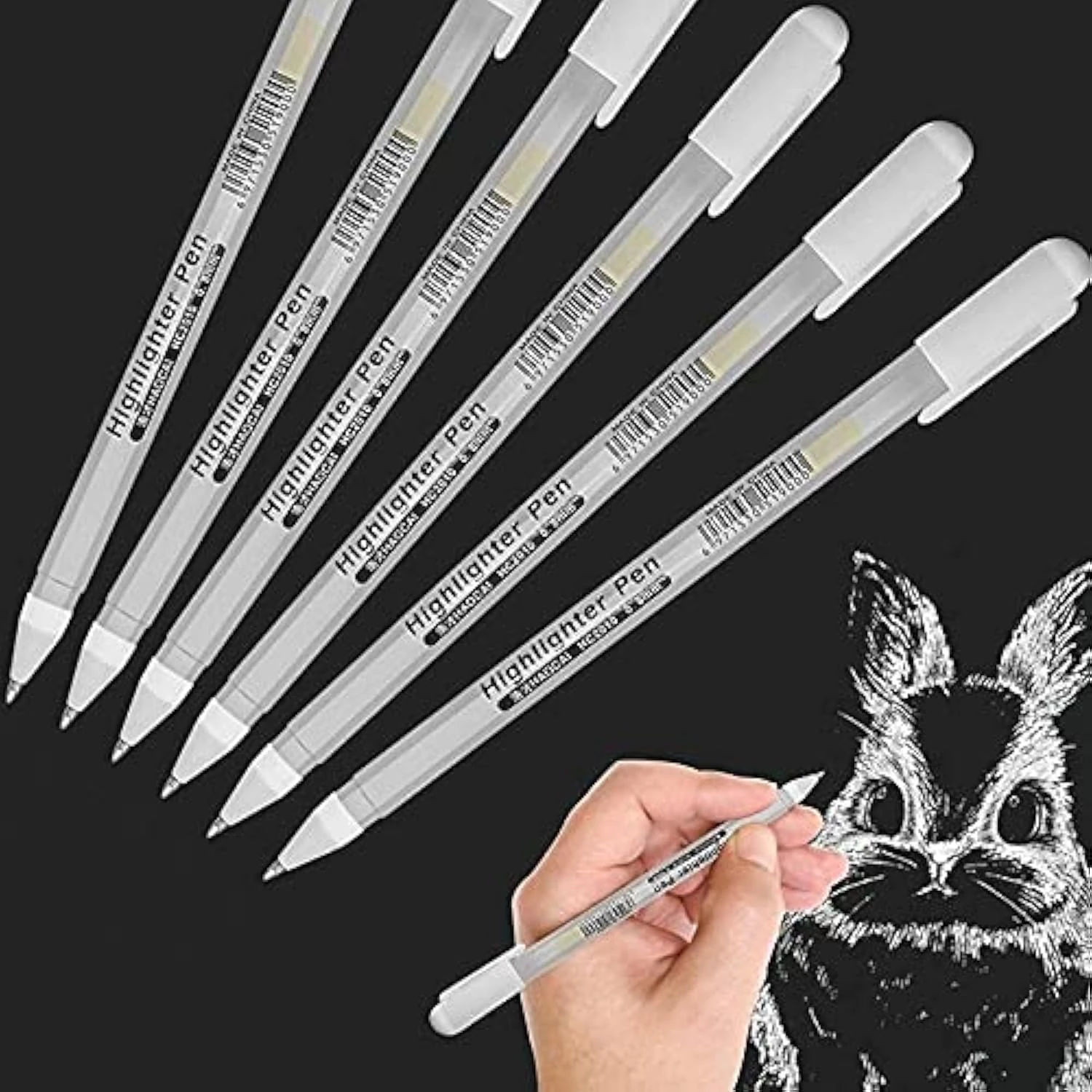 Premium XSG Fine Point White Gel Pen set,Pack of 6,White Gel Pens For Artists With 0.8mm Nibs, Rollerball Pens for Black Paper,Sketching,Drawing, adult coloring books,Illustration&Taking Notes