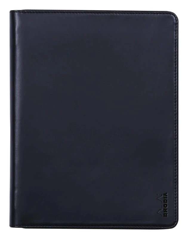 RHODIA 168100C - Rhodiarama Briefcase Black - for A5 or A5+ Notepads and Notebooks | Dimensions Closed 19.5x25.5 cm - Pocket for Tablet - Premium Faux Leather