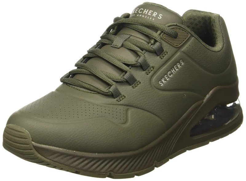 Skechers Mens Uno 2 Air Around You Sneaker, Olive Duraleather Trim, 7.5 UK