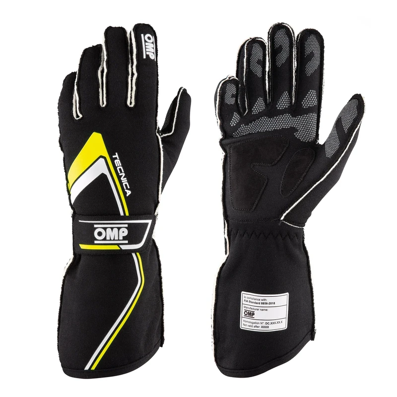 Omp TECHNICA GLOVES my2021 BLACK/YELLOW SIZE S FIA 8856-2018