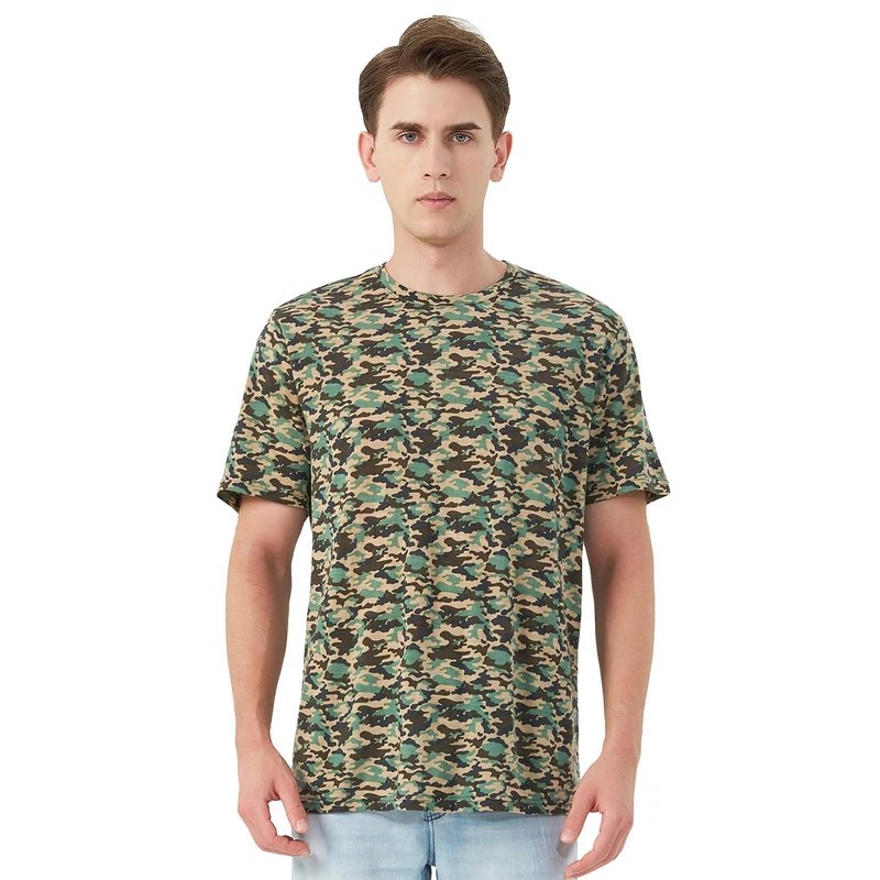 Merino Protect 100% Merino Wool T-Shirt for Men Short Sleeve Odor Resistance Lightweight Base Layer for Travel Hiking Camo - Image 1