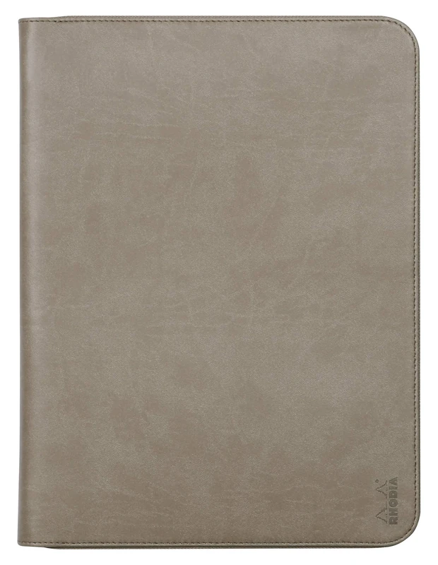 RHODIA 168117C - Rhodiarama Taupe Document Holder - for Notepads and Notebooks A4 or A4+ | Dimensions Closed 25.5x34 cm - Pocket for Tablet - Premium Faux Leather