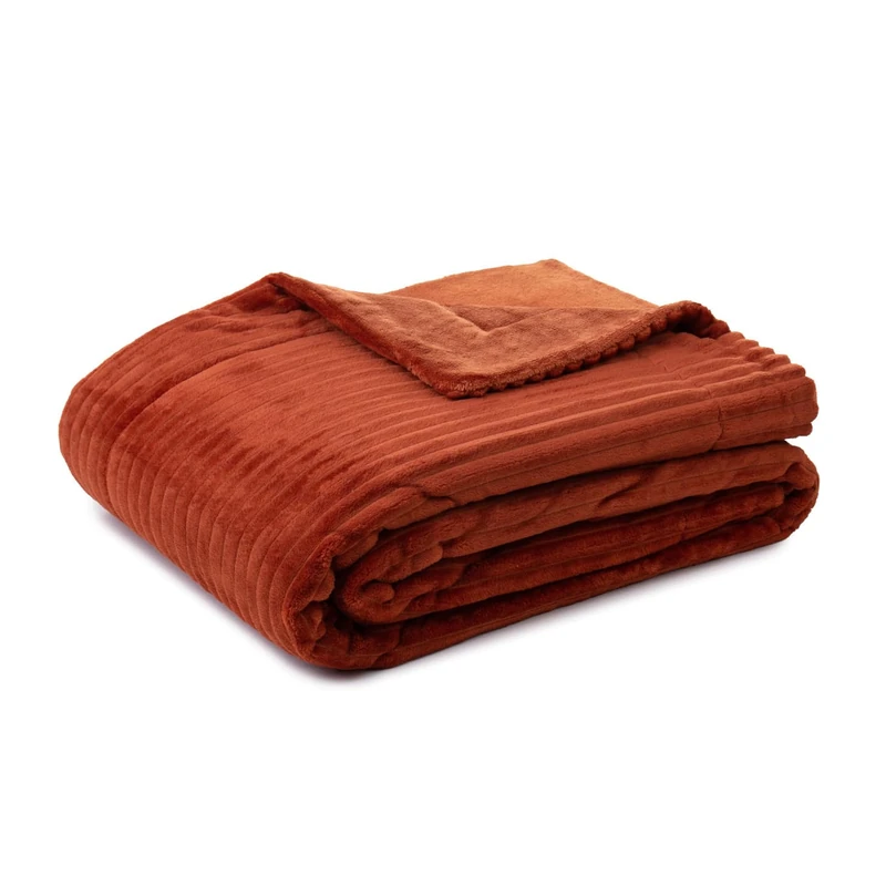 Gözze - Soft, Cuddly Throw/Blanket, Corduroy Look, 1620g/Stück, 150 x 200 cm - Cinnamon