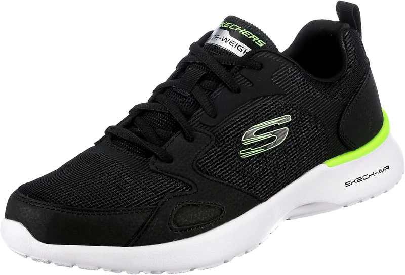 Skechers Men's Skech-air Dynamight Venturik Sneaker,Black Synthetic/Textile/Lime Trim,11 UK