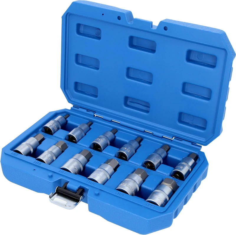 BRILLIANT TOOLS BT022012 1/2 Inch Hex Socket Bit Socket Set 5-22 mm 12-Piece [Powered by KS Tools]